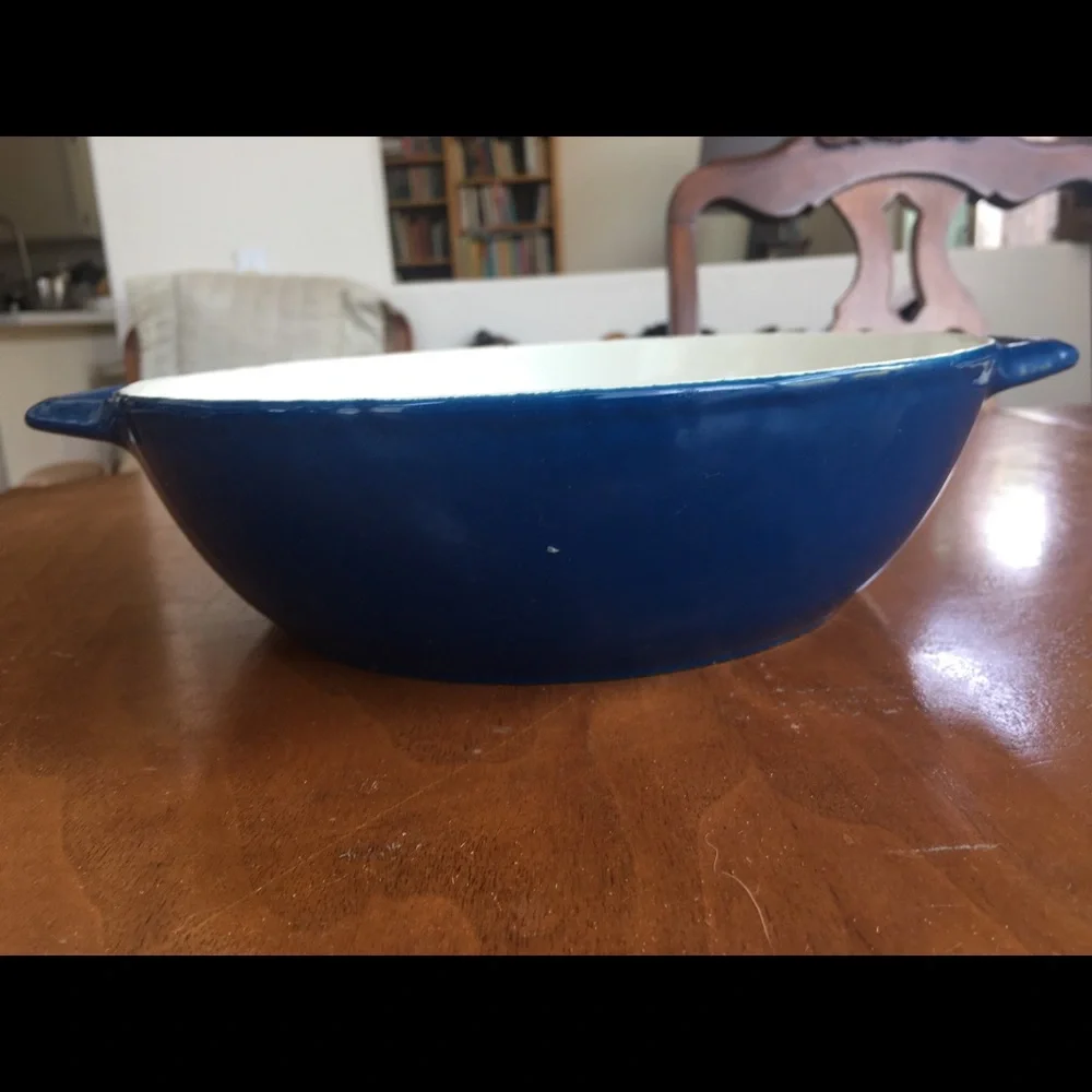 Copco Danish cast iron casserole— good condition— no chips—blue/white- - Picture 1 of 3